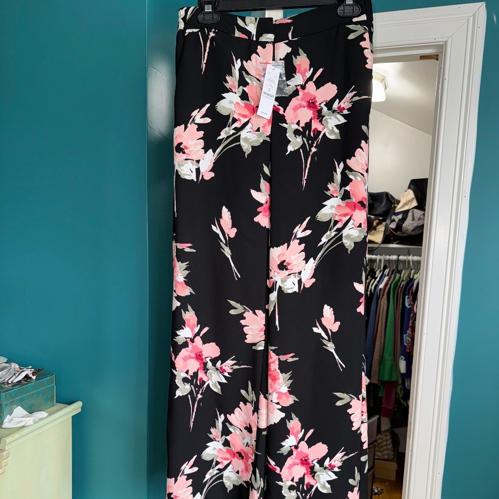 WHBM wide leg floral dress pants